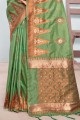 Saree in Rama  silk with Weaving