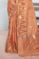 silk Peach Saree in Weaving