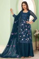 Blue Embroidered Pakistani Suit in Georgette