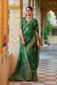 Green Saree in Silk with Printed,weaving