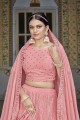 Georgette Embroidered Pink Wedding Lehenga Choli with Dupatta
