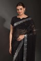 Georgette Black Party Wear Saree in Embroidered