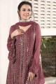Embroidered Pakistani Suit in Brown Faux georgette