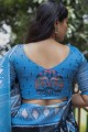 Black Saree with Digital print Cotton