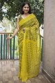 Saree in Lime  Cotton with Digital print
