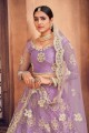 Net Embroidered Purple Wedding Lehenga Choli with Dupatta