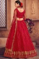 Net Embroidered Red Wedding Lehenga Choli with Dupatta