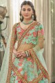 Wedding Lehenga Choli in Green Art silk with Digital print
