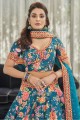 Art silk Wedding Lehenga Choli in Teal blue with Digital print