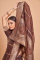 Cotton Coffee brown Saree with Weaving