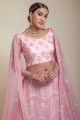 Pink Wedding Lehenga Choli Net  in Embroidered