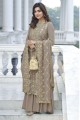 Beige  Faux georgette Eid Palazzo Suit with Embroidered