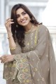 Beige  Faux georgette Eid Palazzo Suit with Embroidered