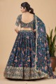 Faux georgette Party Lehenga Choli in Teal blue with Embroidered
