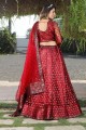 Wedding Lehenga Choli in Red Net with Embroidered