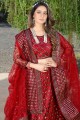 Wedding Lehenga Choli in Red Net with Embroidered