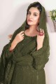 Faux georgette Eid Salwar Kameez with Embroidered in Green