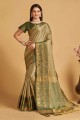Silk Weaving Beige Banarasi Saree with Blouse