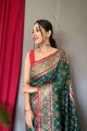 Weaving Patola silk Green Saree with Blouse