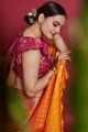 Weaving Orange Saree in Silk