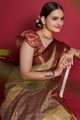 Weaving Silk Beige Saree with Blouse