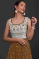 Brown Georgette Palazzo Suit in Embroidered