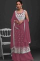 Palazzo Suit in Georgette Pink with Embroidered
