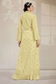 Georgette Palazzo Suit in Yellow with Embroidered