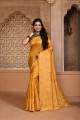 Yellow Saree in Weaving Raw silk