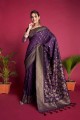 Zari,embroidered,weaving Raw silk Purple Saree with Blouse