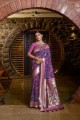 Violet Banarasi Saree in Zari Banarasi silk
