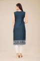 Cotton Blue Straight Kurti in Embroidered