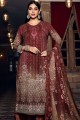 Georgette Printed Maroon Palazzo Suit with Dupatta