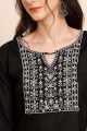 Black Straight Kurti in Embroidered Cotton
