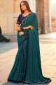 Blue Saree in Georgette with Printed,lace border