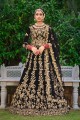 Black Stone with moti Wedding Lehenga Choli in Velvet