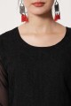 Black Embroidered Georgette Straight Kurti