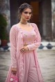 Pink Georgette Indo Western Kurti with Embroidered