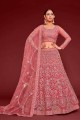 Embroidered Soft net Wedding Lehenga Choli in Pink with Dupatta