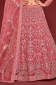 Embroidered Soft net Wedding Lehenga Choli in Pink with Dupatta