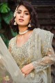 Grey Net Embroidered Anarkali Suit with Dupatta