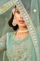 Sea green Net Embroidered Anarkali Suit with Dupatta