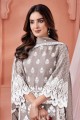 Grey Pakistani Suit in Embroidered Organza