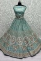 Net Embroidered Blue Wedding Lehenga Choli with Dupatta