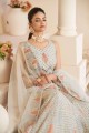 Net Wedding Lehenga Choli with Embroidered in White
