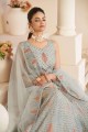 Embroidered Net Wedding Lehenga Choli in Grey