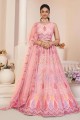 Embroidered Net Wedding Lehenga Choli in Pink with Dupatta