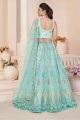 Net Sky blue Wedding Lehenga Choli in Embroidered