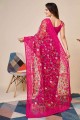 Pink Thread,embroidered Saree in Soft net