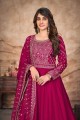Pink  Art silk Anarkali Suit with Embroidered